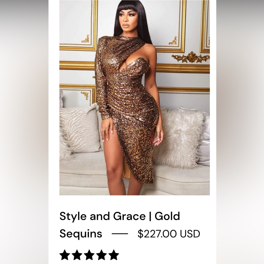 Gold sequined dress